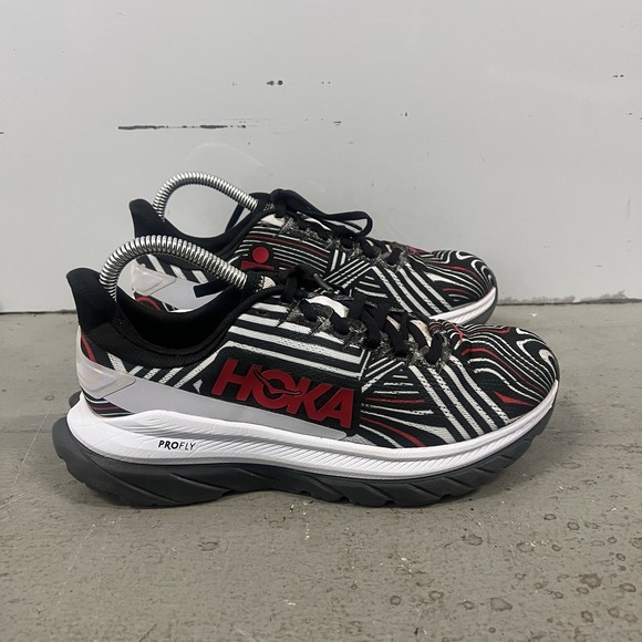 Hoka One One Shoes - Hoka One One Mach 5 Running Shoes Black White Red Womens Size 7.5 B Marathon